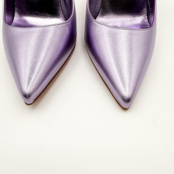 Christian Louboutin Kate 100 Metallic Leather Purple Heels EU 40 US 10 Pumps - Picture 3 of 13